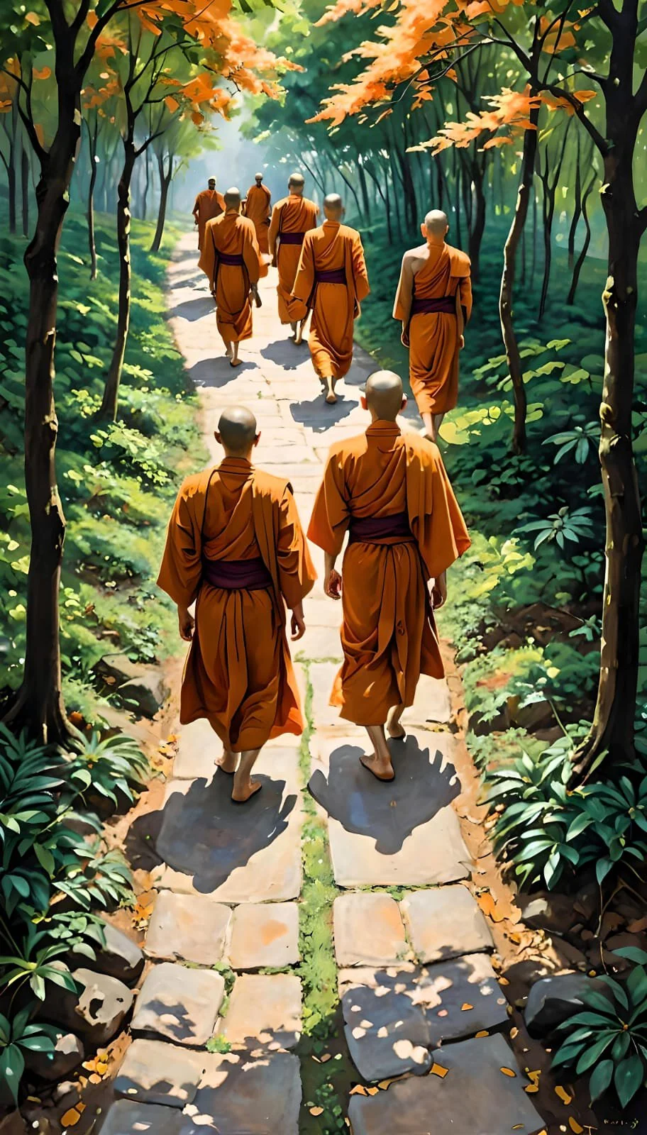 a-group-of-buddhist-monks-walking