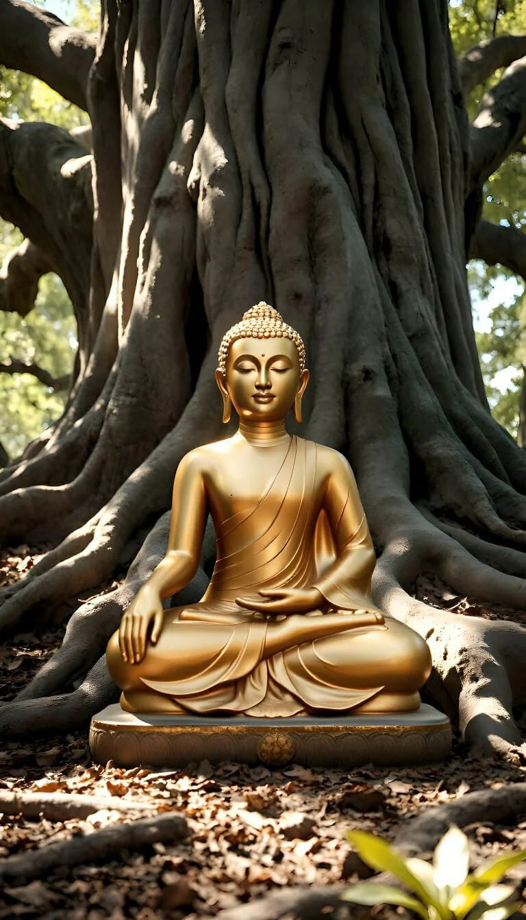 a-radiant-golden-statue-of-the-buddha-with-banyan-tree
