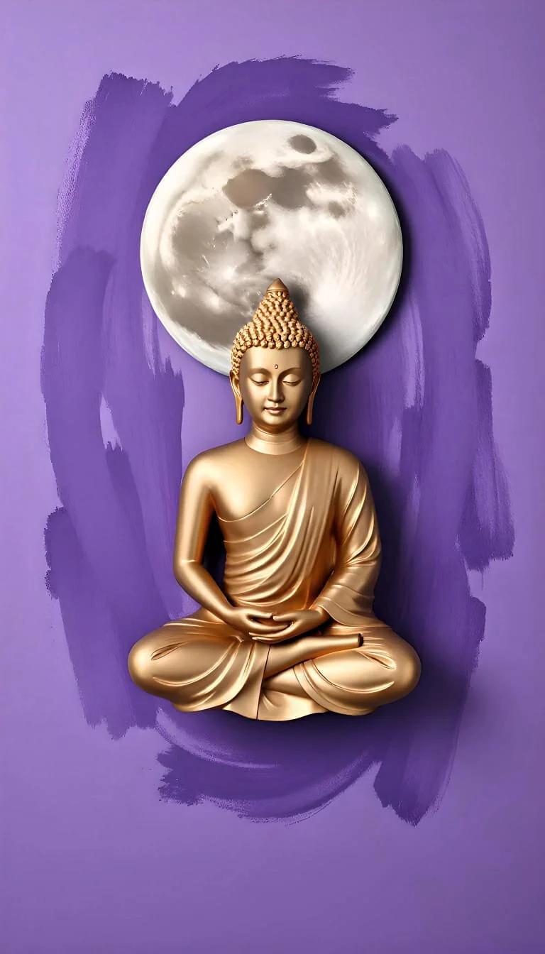 buddha-centrally-on-a-vibrant-purple-background