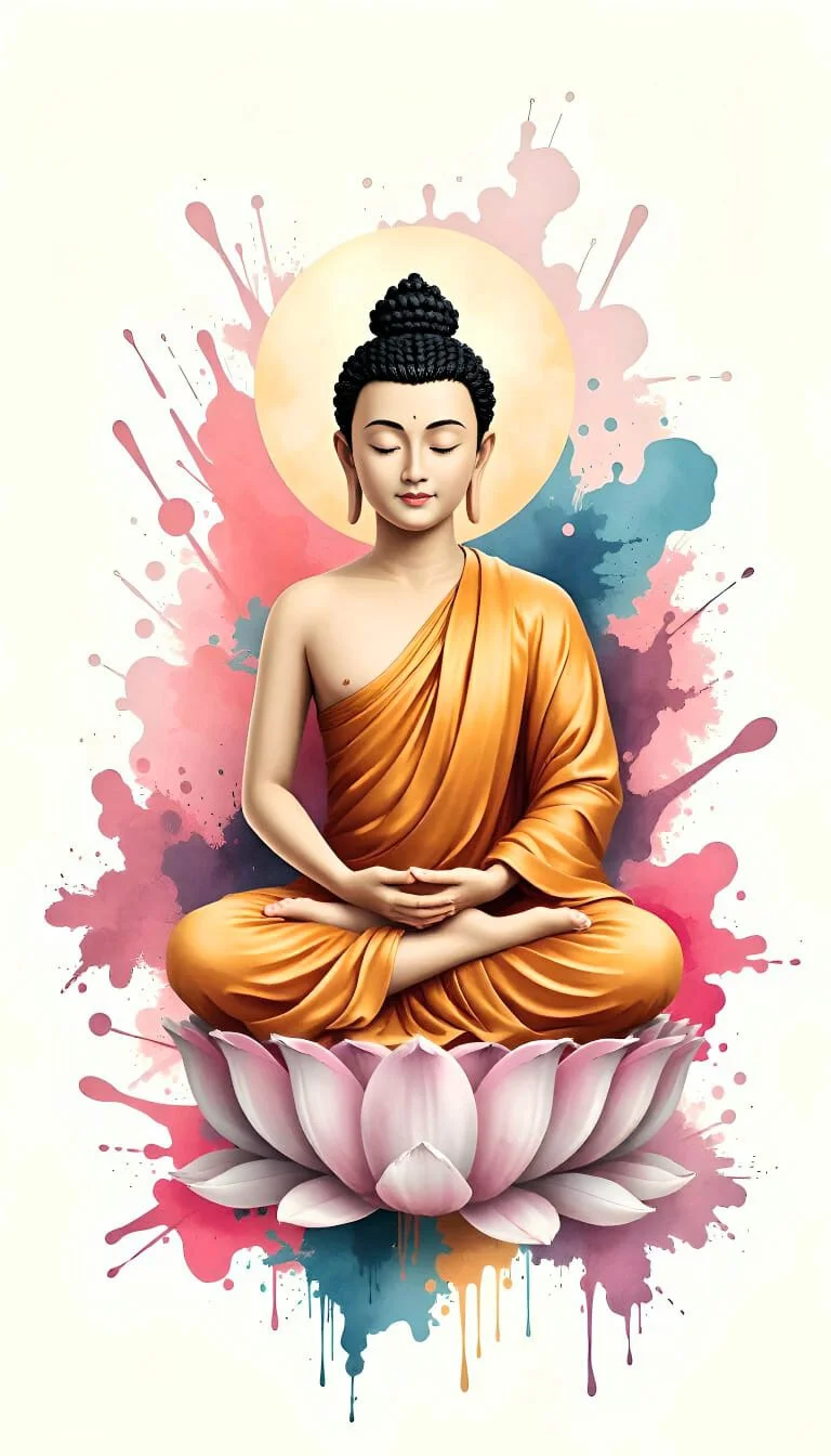 buddha-wears-a-flowing-golden-orange-robe
